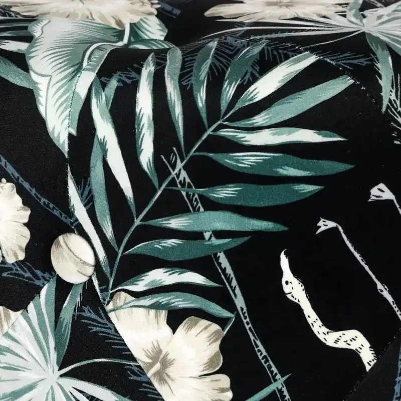 Adeco Round Flower Velvet Ottoman Foot Stool with Gold Trim Foot Rest