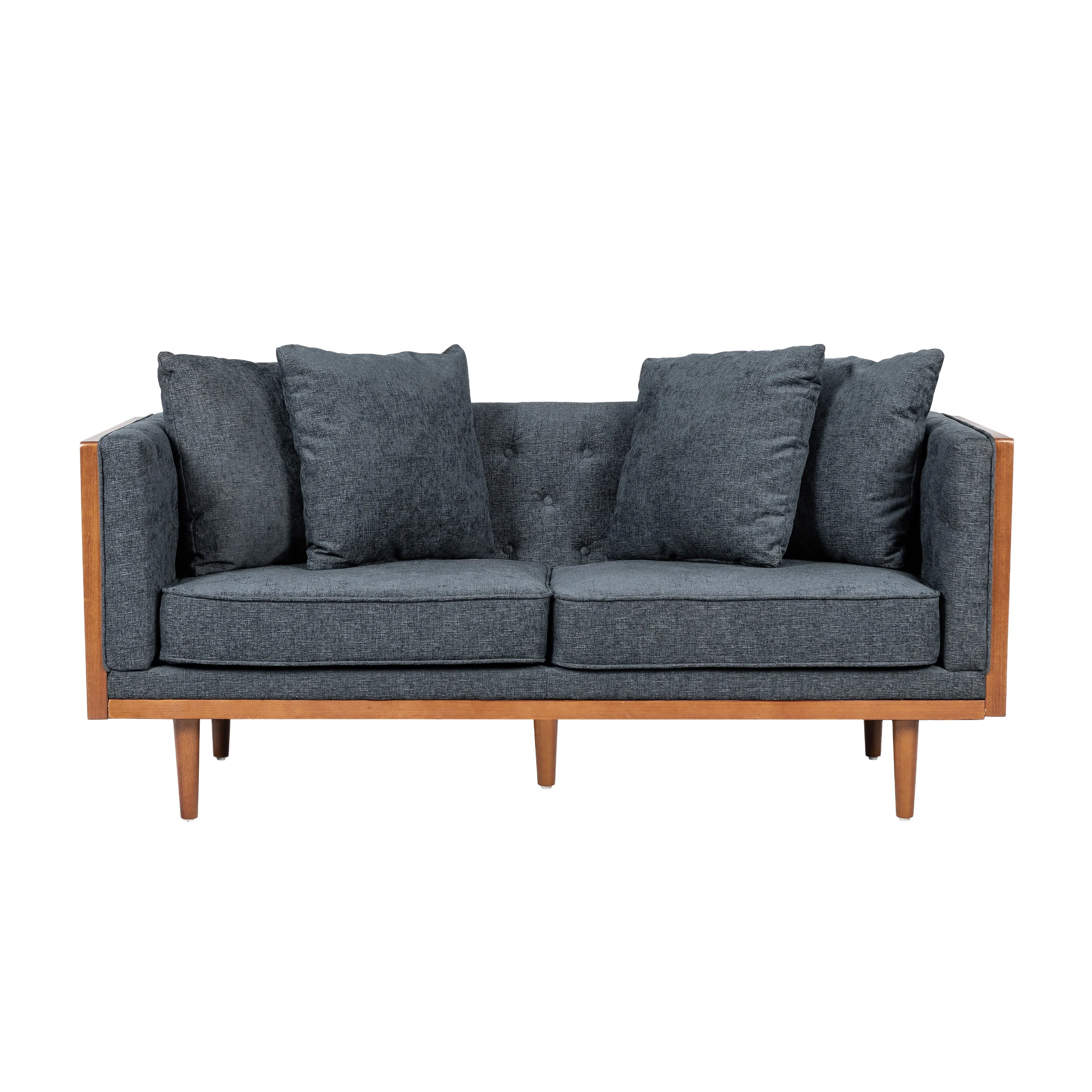 Mid-Century Modern Button-Tufted Loveseat
