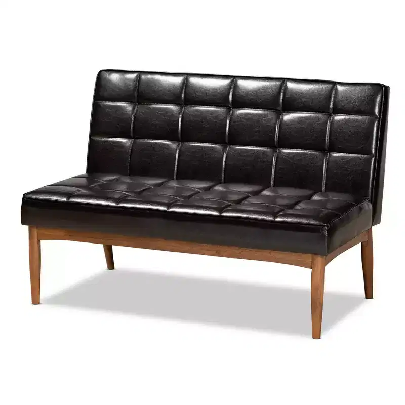 2pc Sanford Wood Dining Nook Banquette Set Brown - Baxton Studio