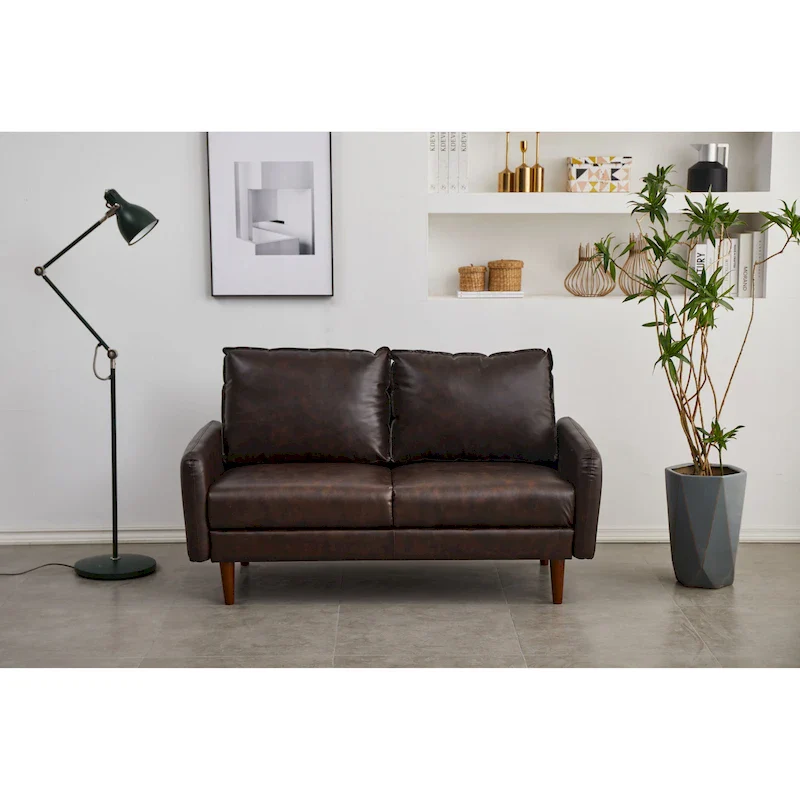 Faux leather 58  Square Arm Loveseat