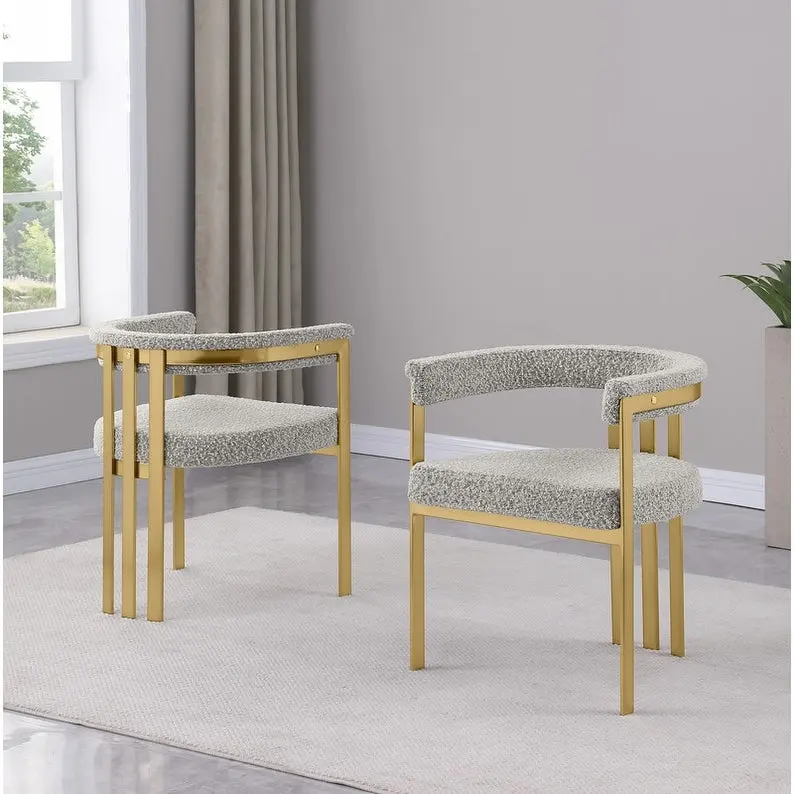 Best Quality Furniture Matte Brushed Gold Chrome Dining Chairs (Set of 2) - N/A