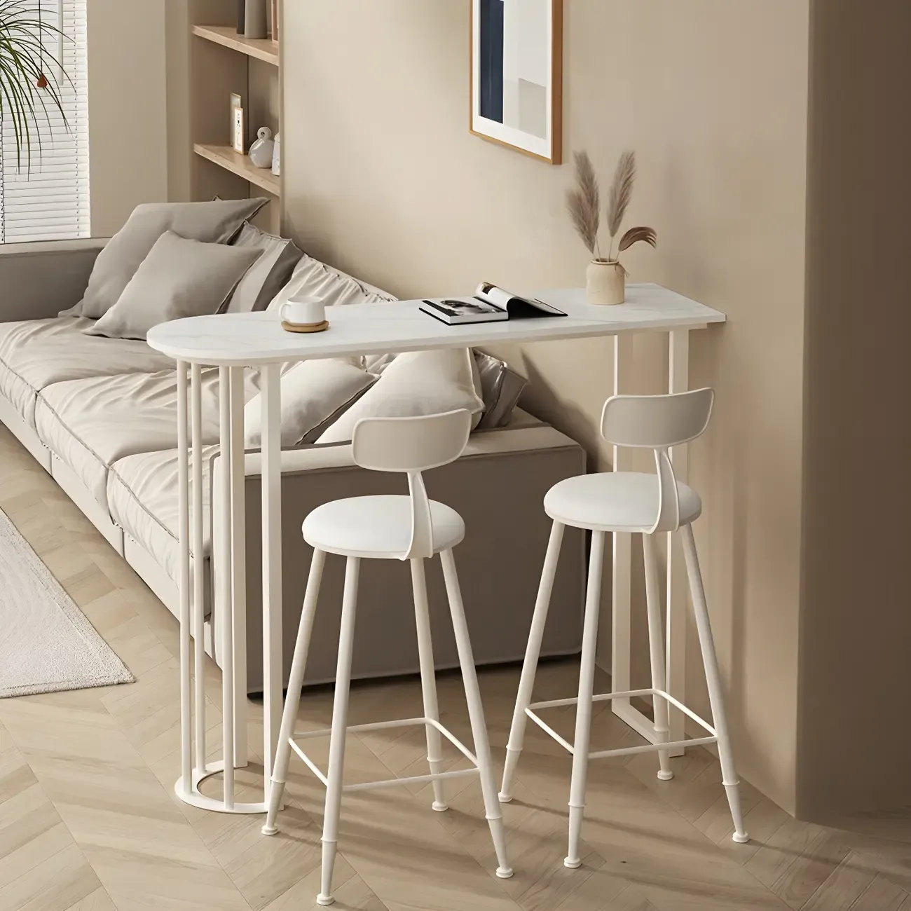 Modern Free Form White Stone Iron Base Bar Tables