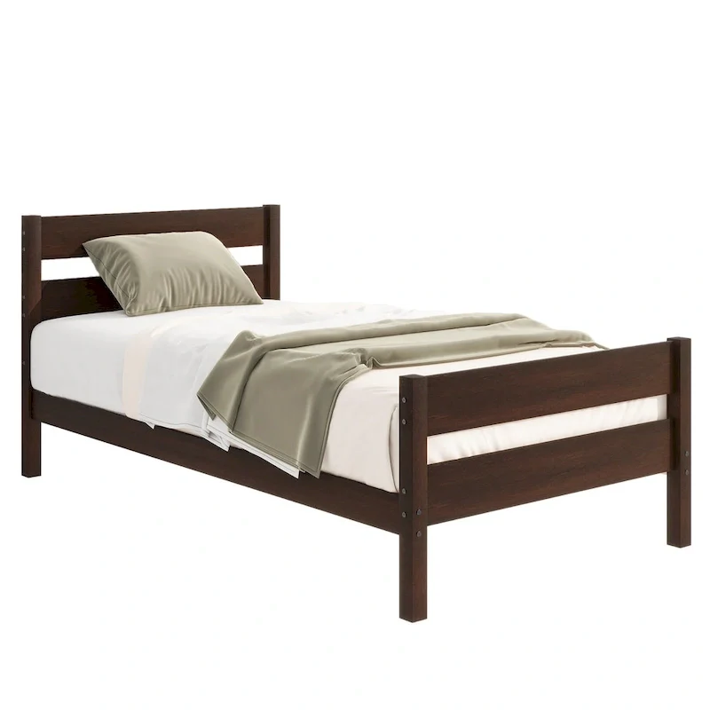 Twin Bed with Headboard and Footboard – Espresso