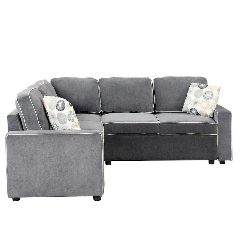 L-Shaped Reversible Chaise Sectional Sofa Pull Out Sofa Bed