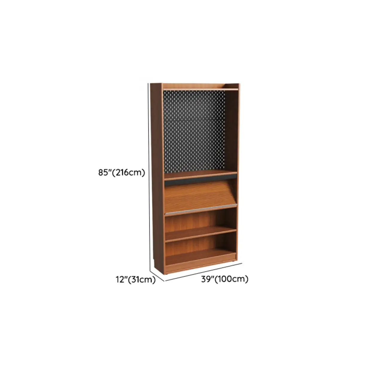 Tall Scandinavian Vertical Walnut Closed Back Wood Bookcase