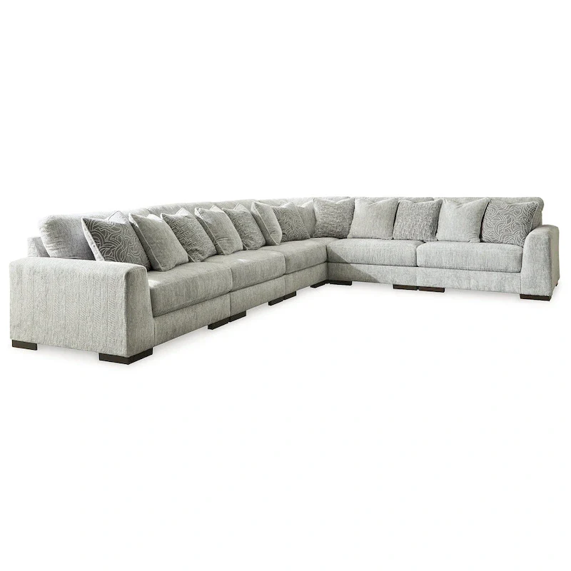 Pewter Contemporary Sectional Sofa with Chevron Pattern - 171 W x 132 D x 39 H