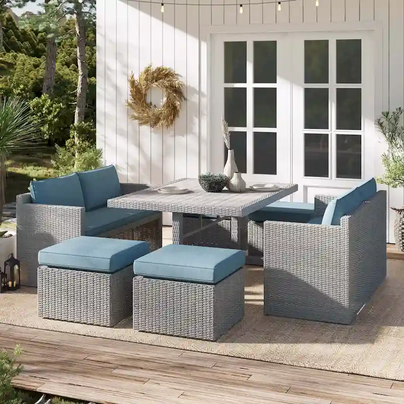 Corvus Martinka Aluminum 7-piece Wicker Outdoor Patio Dining Set