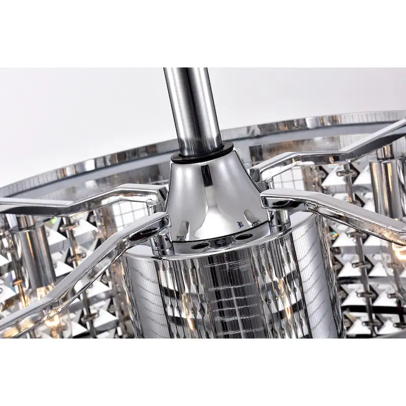 Kellan Chrome Ceiling Fan19-Inch 4-Light Geometric Metal & Crystal Drum Shade (Includes Remote)
