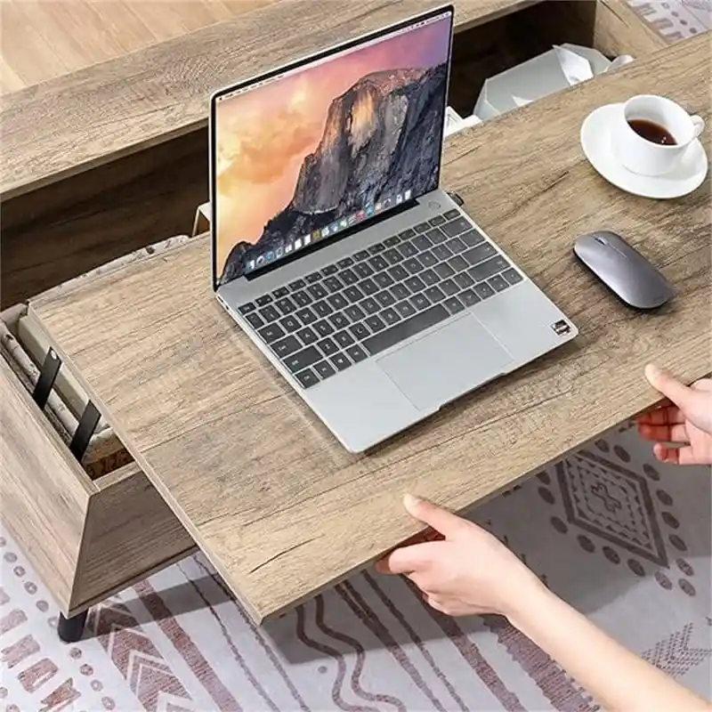 A coffee table with drawers