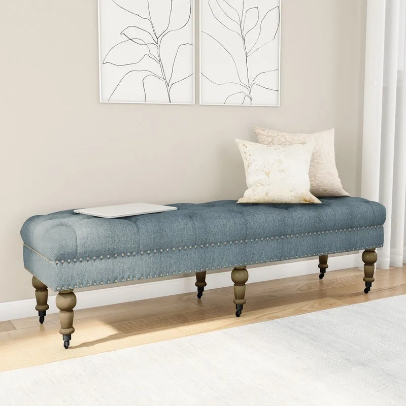 Copper Grove Pereiaslav 62-inch Tufted Light Blue Bench