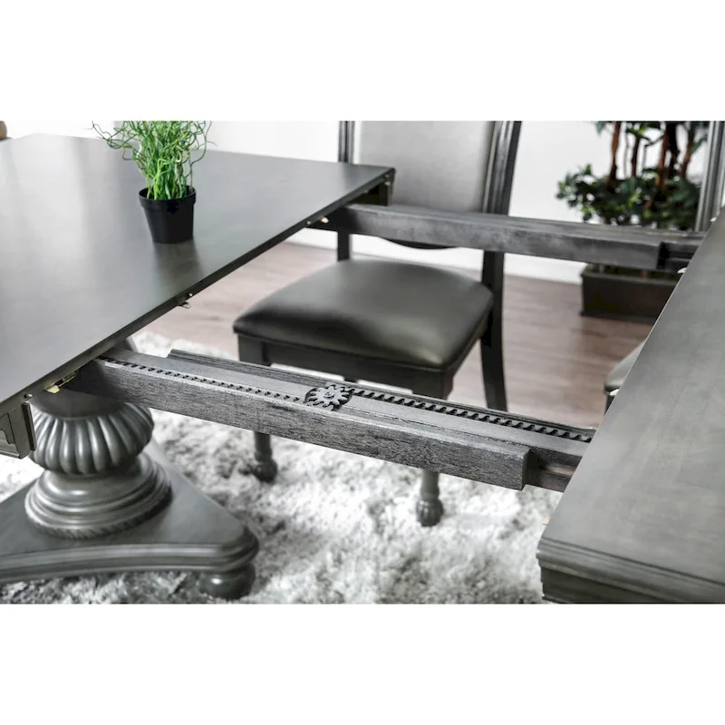 Grey 103-Inch Wood Expandable Dining Table