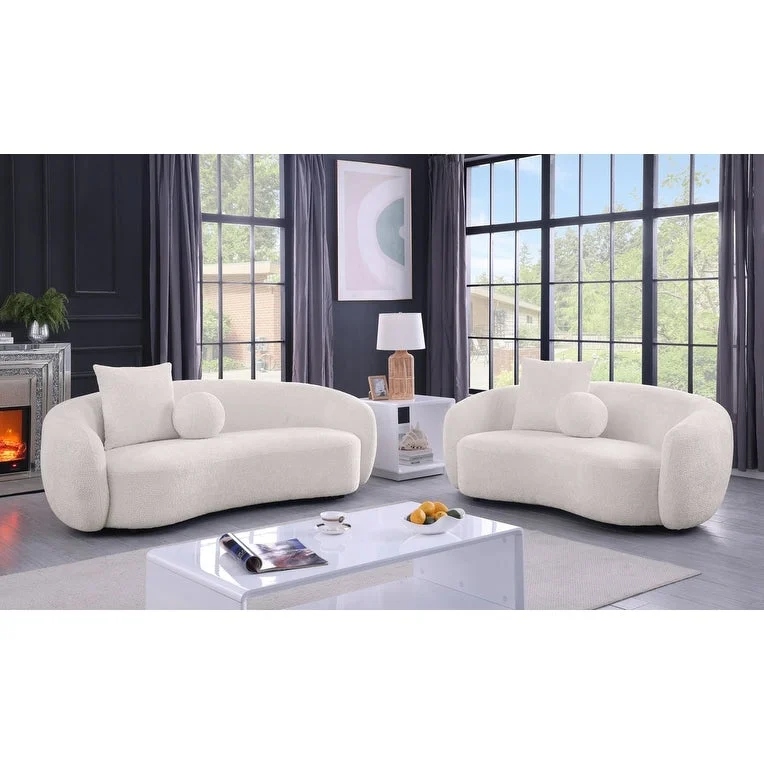 Best Quality 2pc Teddy Fabric Sofa & Loveseat