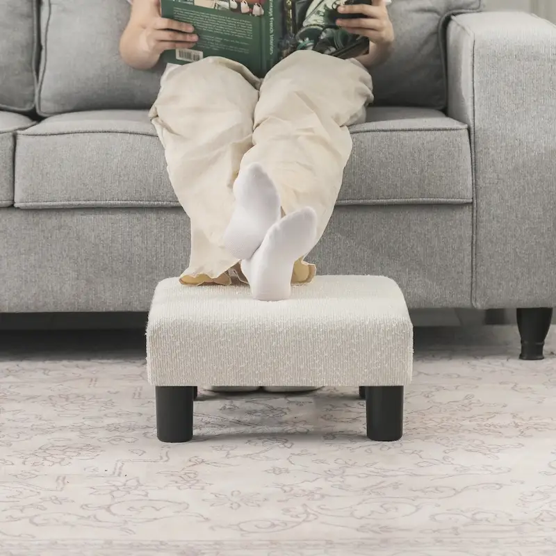 Adeco Ottoman Upholstered Fabric Footrest Pet Steps Dog Stair Stool