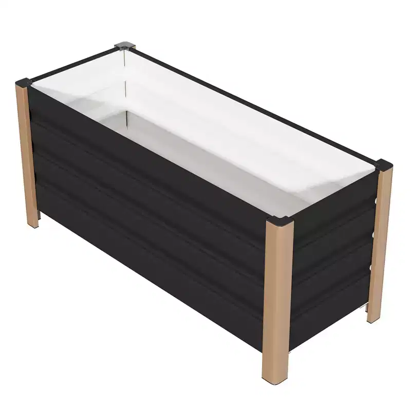 Large White Aluminum Planter Box , Extra Long Raised Garden Bed with Rounded Corners & Anti-Cut Safety Edging