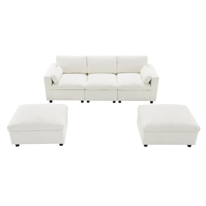 U Shaped Chenille Modular Sectional Cloud Sofa with 2 Ottoman, Pillows