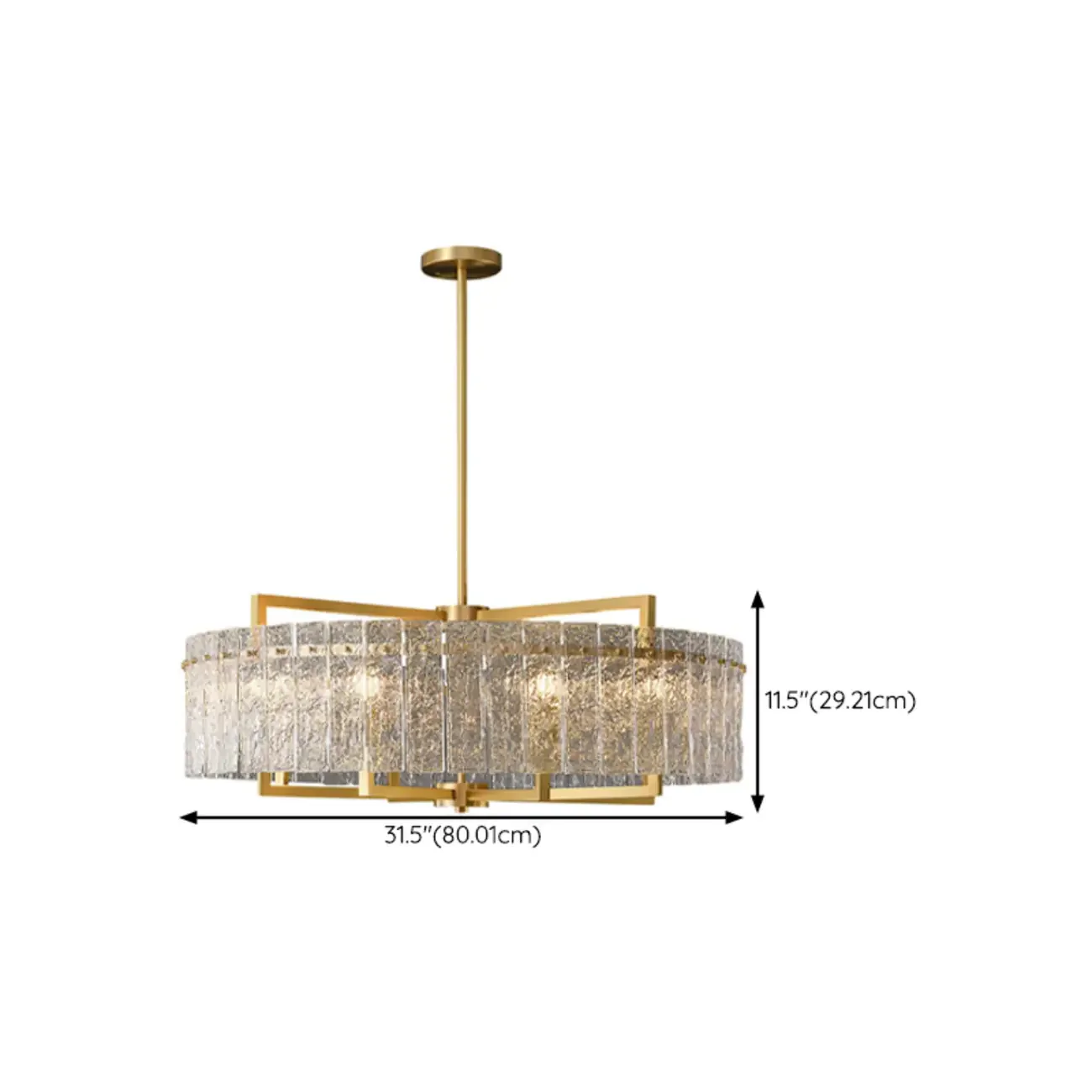 Luxury Crystal Round Chandelier with Glass Lampshade