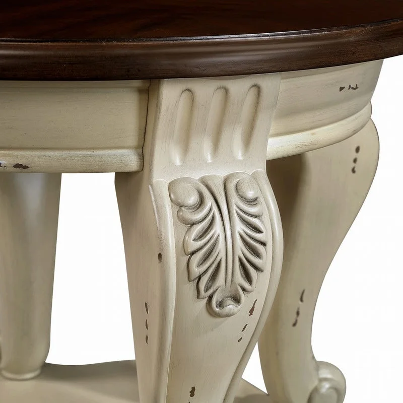 22 Inch Round End Table with Shelf