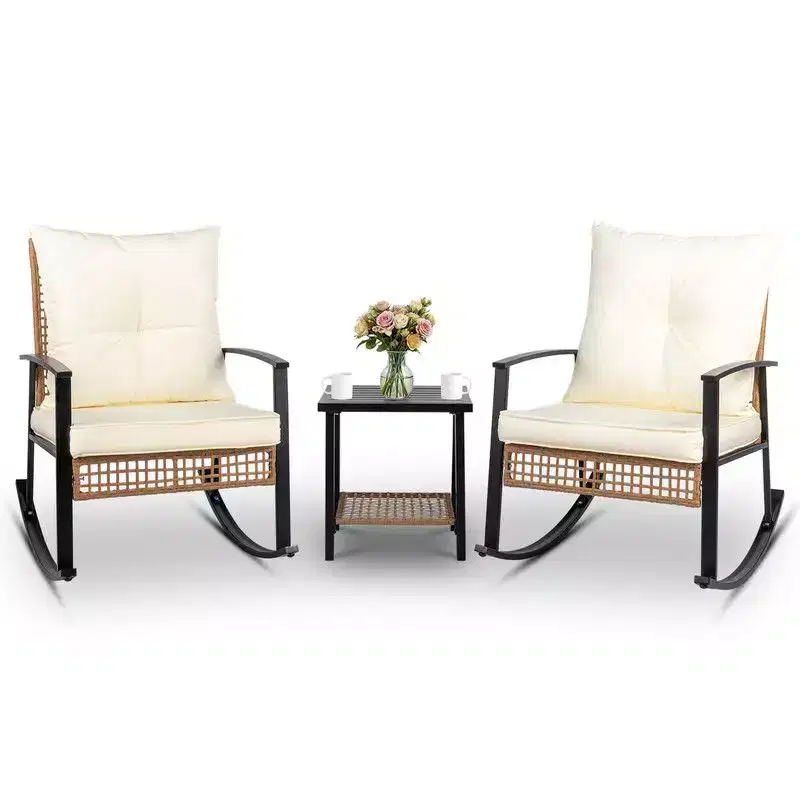 Karl Home Patio 3-Piece Wicker Rocking Conversation Set