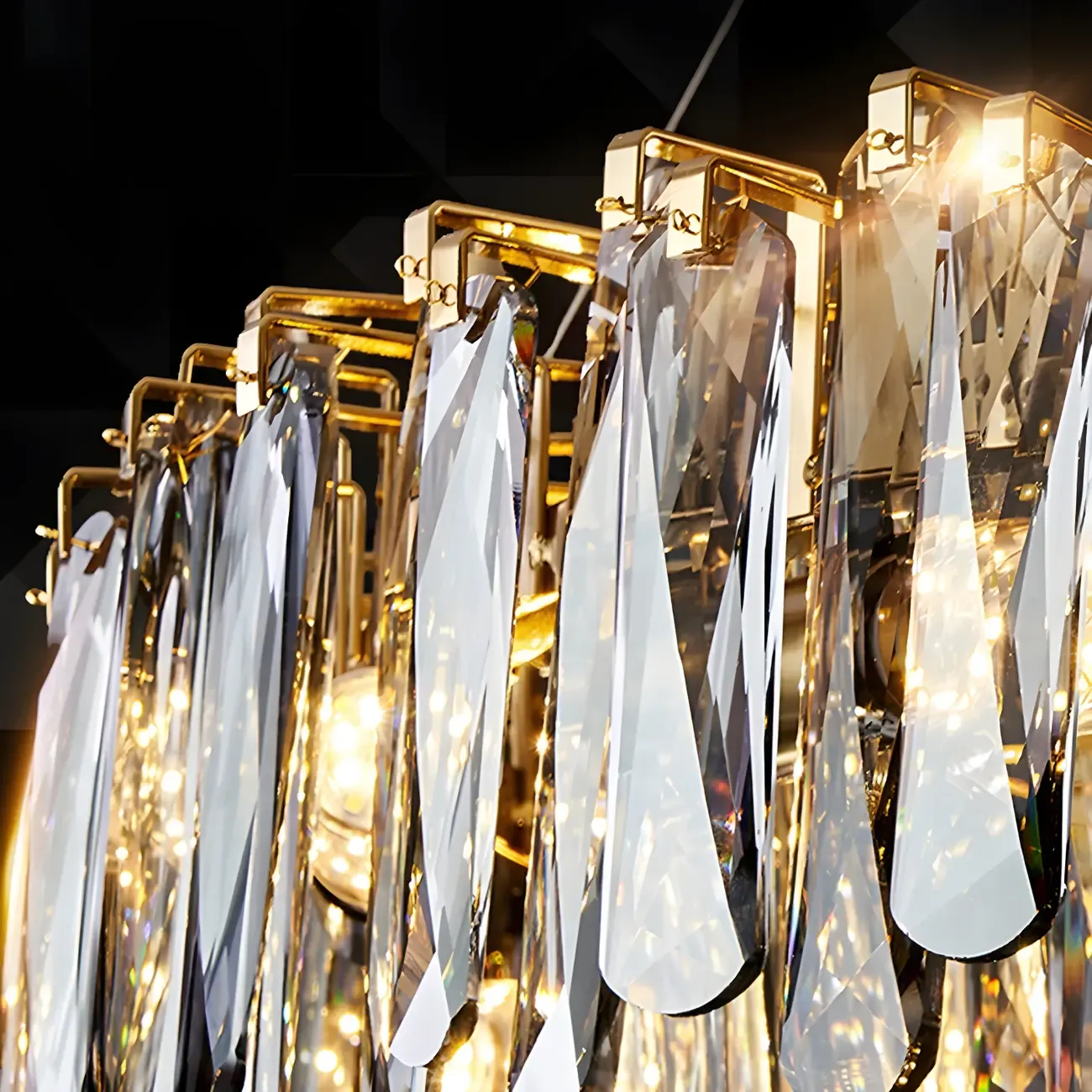 Elegant Grey Crystal Linear Island Pendant Light