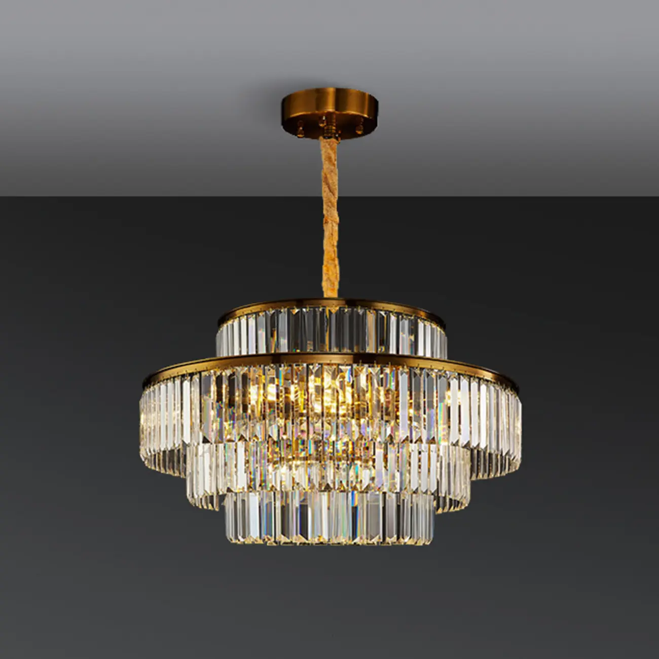 Luxury Crystal Gold Chandelier with Multi-Tiered Design