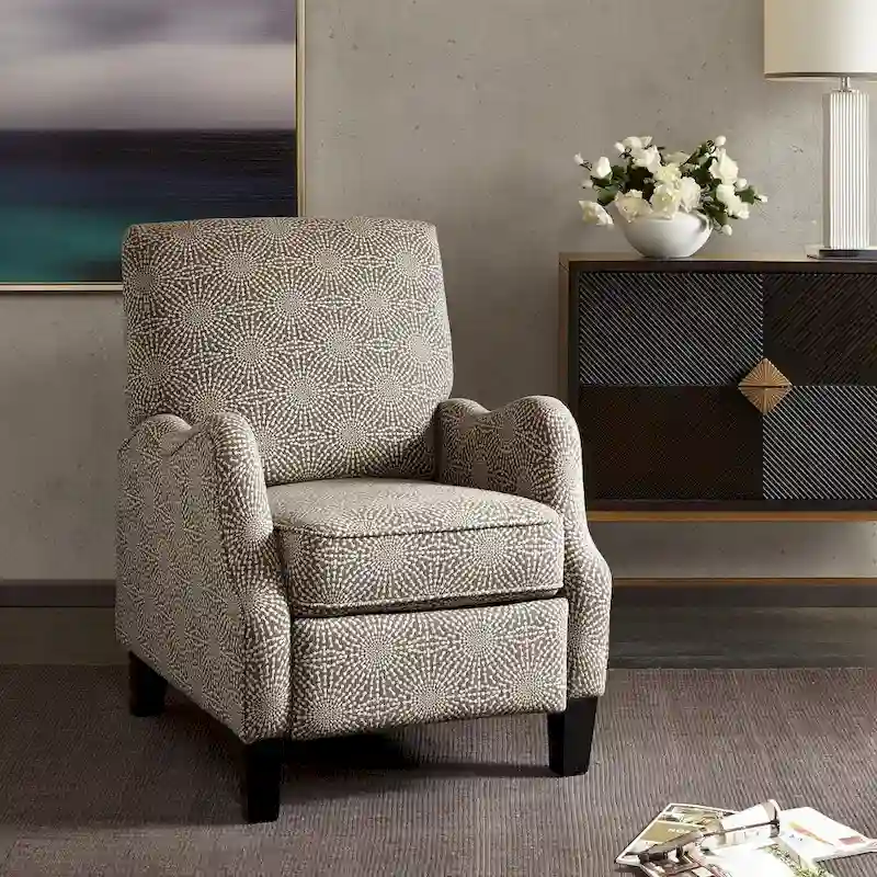 Beige Multi / Blue Multi Transitional Fabric Manual Pushback Recliner - Single Use