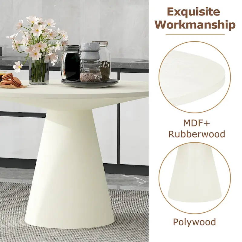 45-Inch Round Dining Table - Marble Top - Seats 4