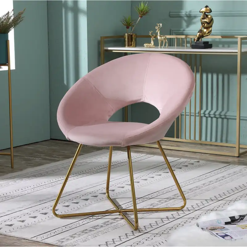 Velvet Accent Chair with Gold Sled Base – Curved Back, Multiple Colors (28