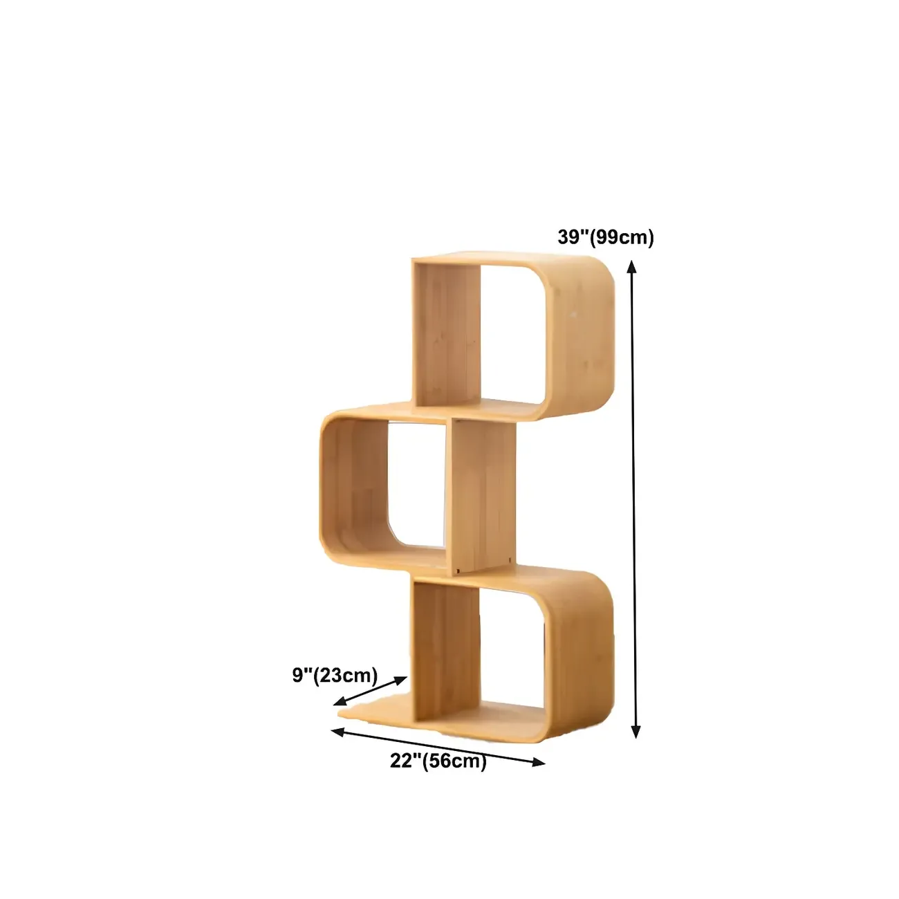 Geometric Natural Finish Bamboo Wood Vertical Bookcase