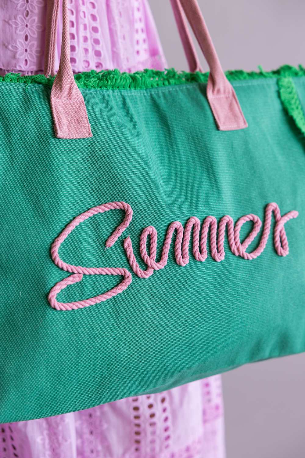 Summer Rope Canvas Tote Bag in Green | TB0204-GN