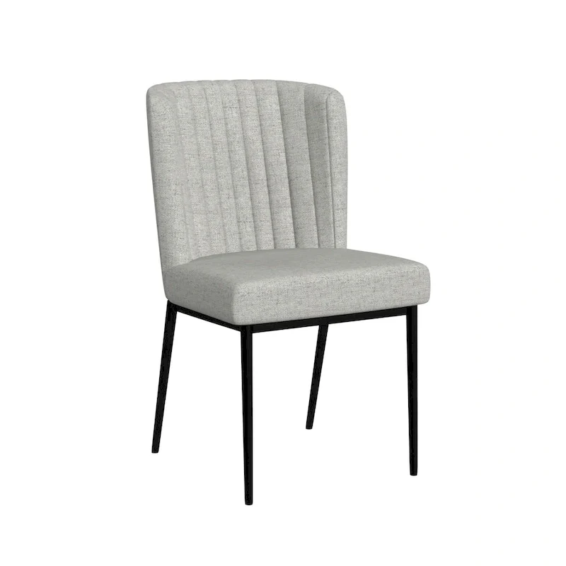 HomePop ChannelBack Dining Chair with Metal Legs-Gray Woven (set of 2)