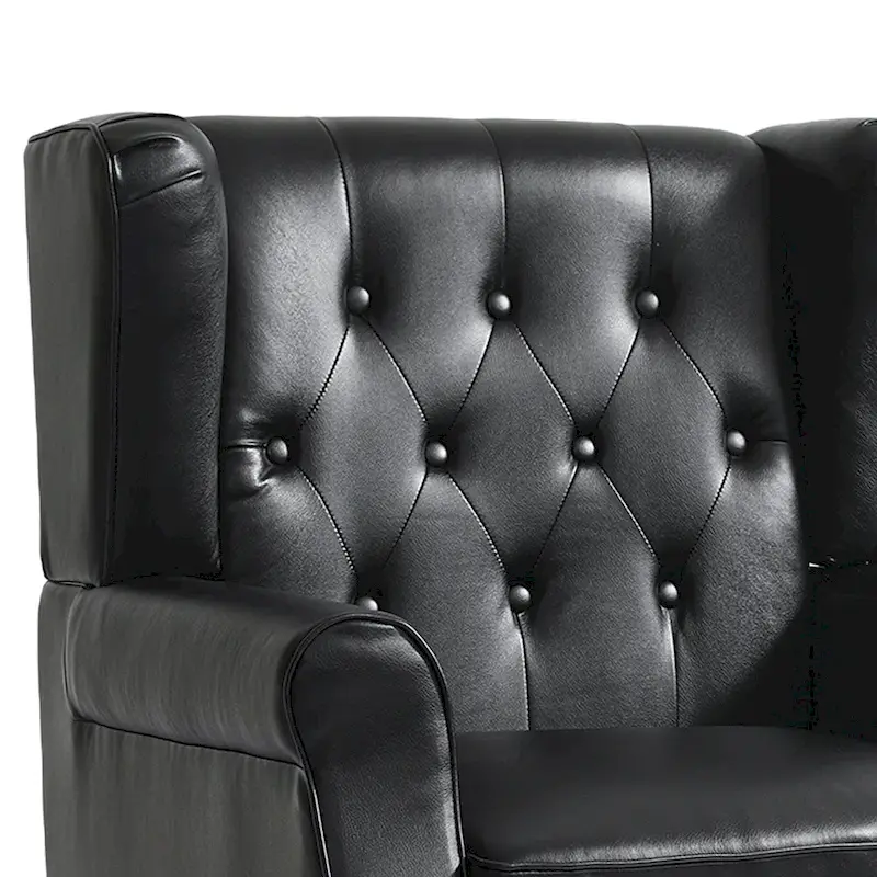 Set of 2 Vegan Leather Upholstered Button Tufted Accent Chair