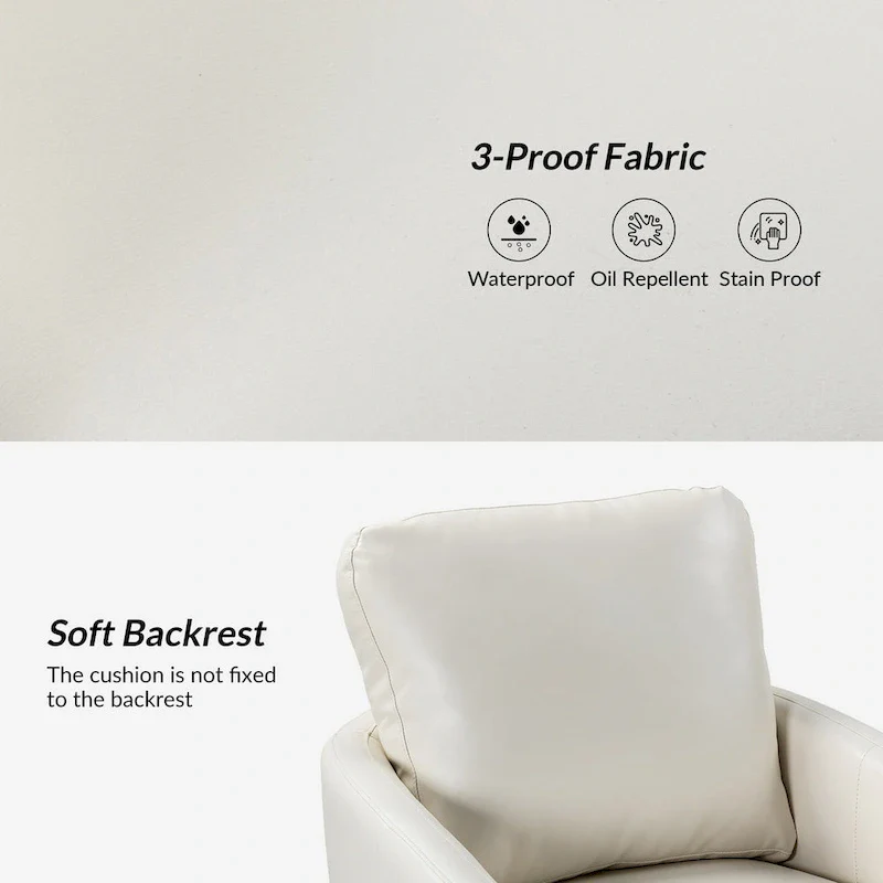 Terrance Transitional Swivel Faux Leather Barrel Accent Chair with Metal Base