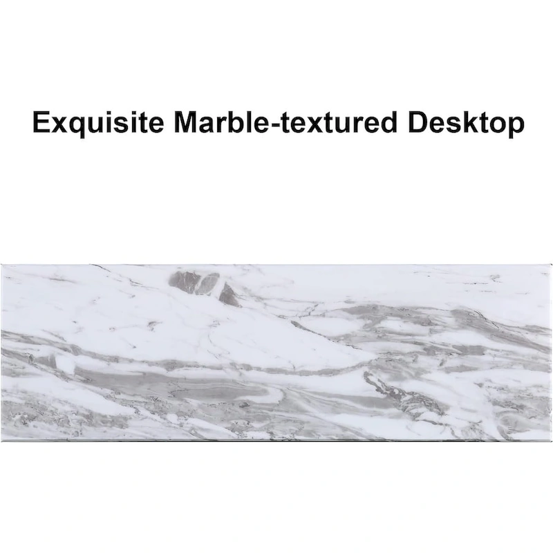 50 inch Rectangle Console Table with Luxurious Stainless Steel X Base and High Gloss Top