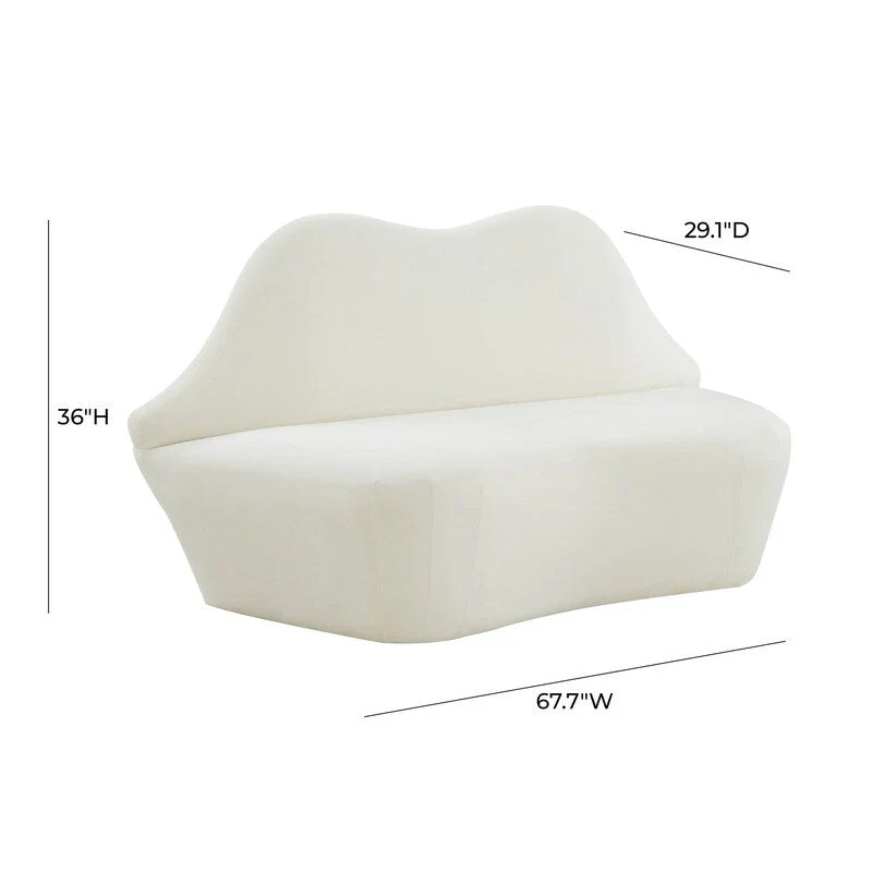 Lips Velvet Settee - 67.7 W x 29.1 D x 36 H