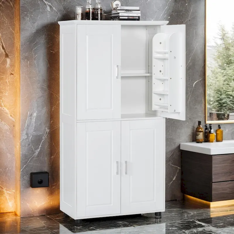 Tall and Wide Bathroom Floor Storage Cabinet