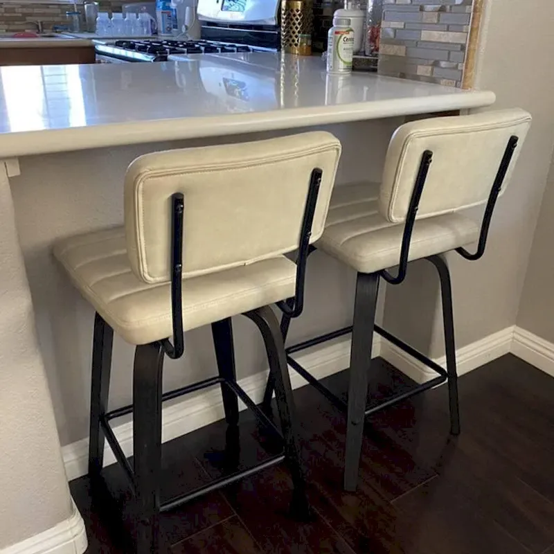 Swivel Counter Height Bar Stool with PU Leather Seat