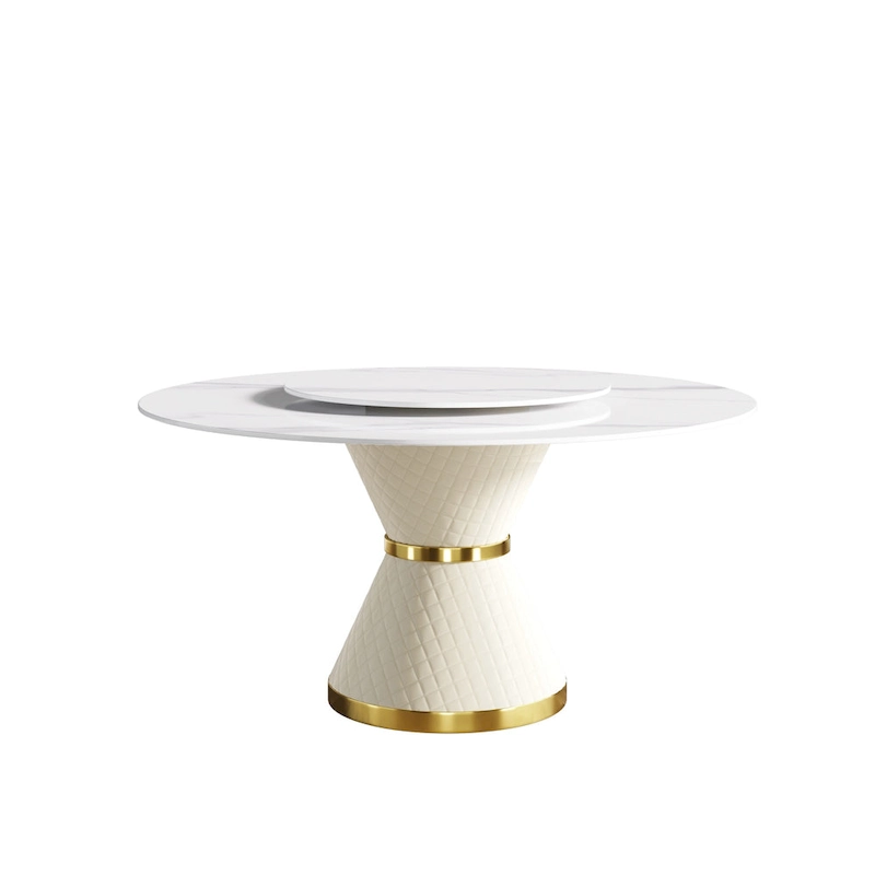 59 Modern Marble Dining Table Round Dining Table with Lazy Susan