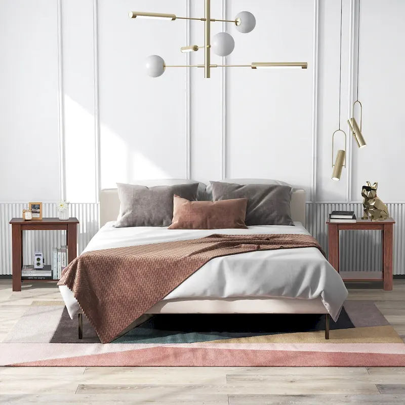 Gymax 2 PCS 2-Tier End Table Modern Sofa Bedside Compact Nightstand w/