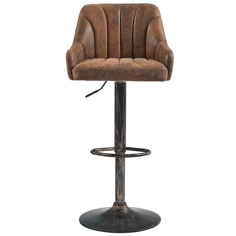 Adjustable Armless Swivel PU Leather Bar Stools Chrome Air Lift Counter Height Stools Set of 4