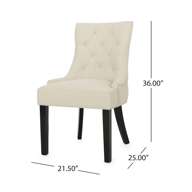 Set of 2 Fabric Upholstered Dining Chair with Tapered Legs