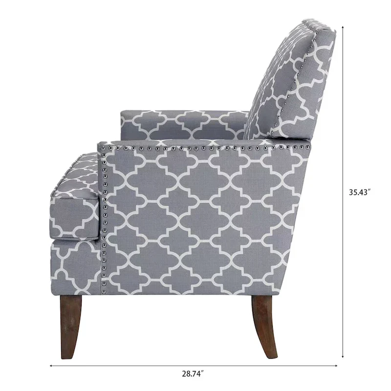 Fabric Upholstered Accent Chairs with Wood Legs
