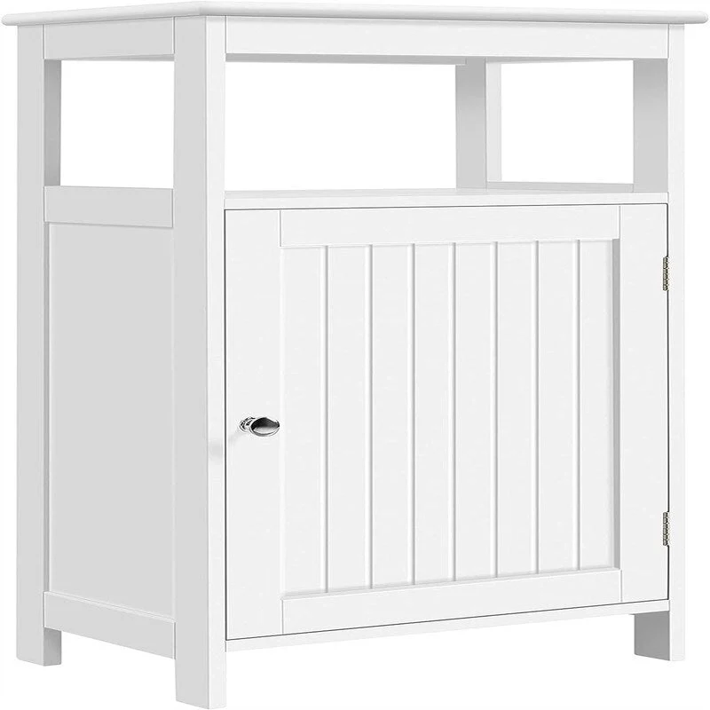 White Wood Finish Side Cabinet with Door – 1 Person
