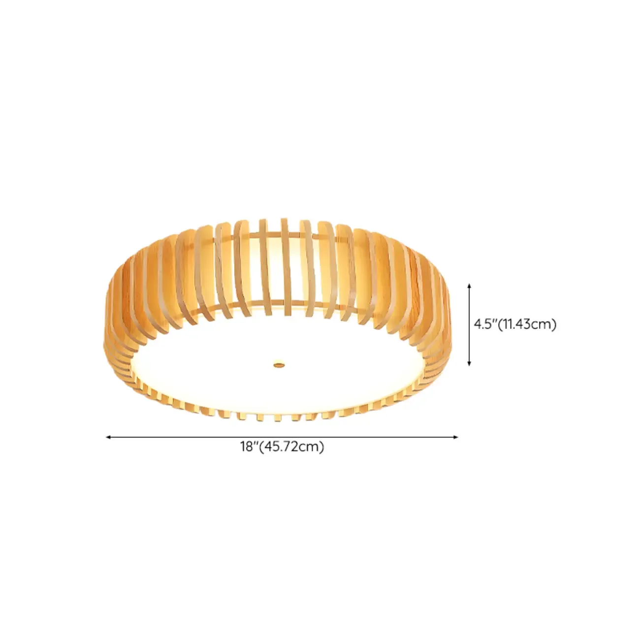 Natural Wood Circular Dimmable LED Flush Mount Ceiling Light