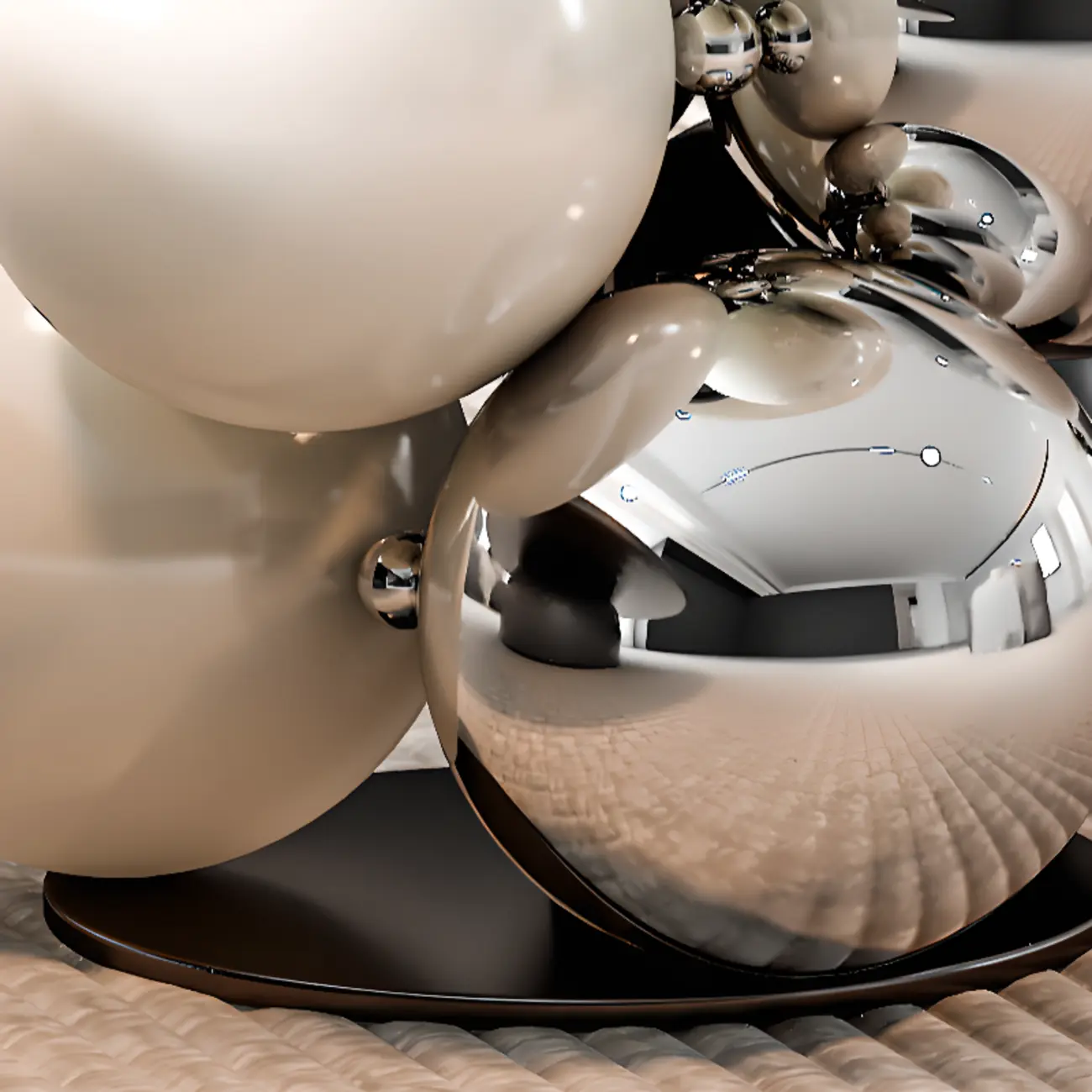 Artistic Modern Pedestal Metal Side Table with Stone Top