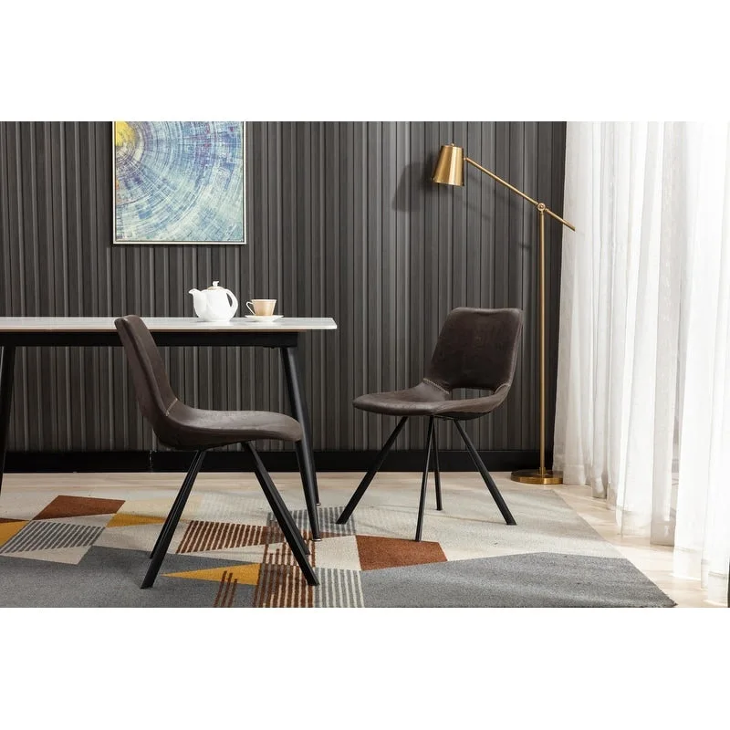 Modern Faux Leather Dining Chairs with Metal Frame (Set of 2) - 20  H x 14.5  W x 20  D