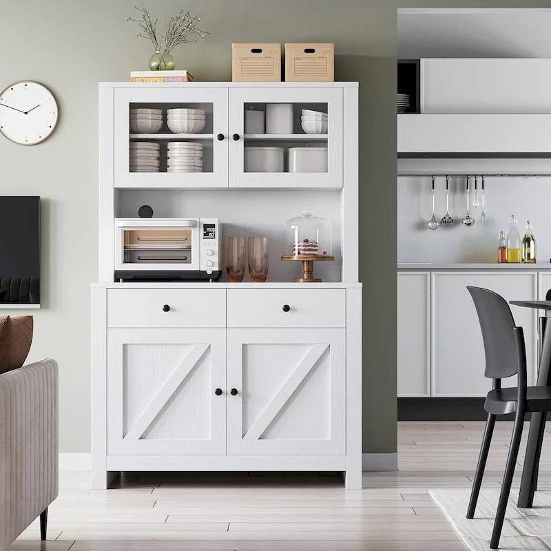 Kitchen Pantry Cabinet with Microwave Stand
