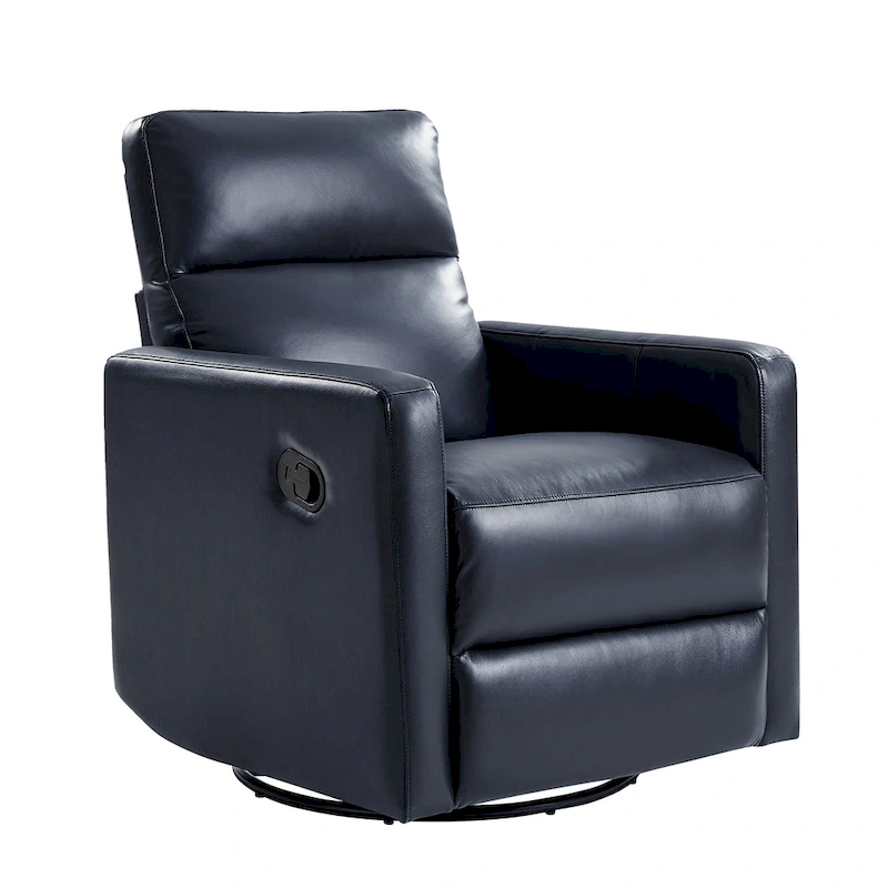 Josefa Modern Genuine Leather Swivel Rocker Recliner by Hulala Home