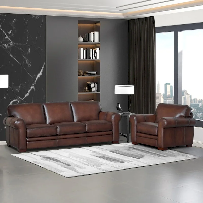 Top Grain Leather Sofa and Accent Chair