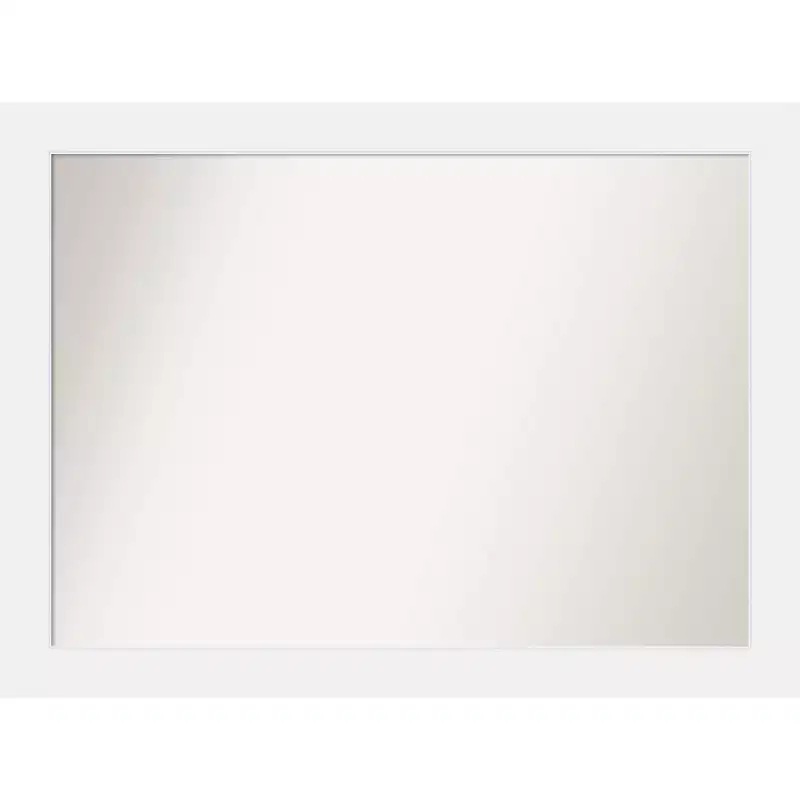 Amanti Art 43" x 32" Non-Beveled Corvino White Wood Wall Mirror : Modern Rectangular Design, Includes Mounting Hardware