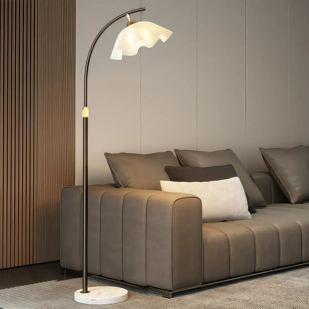 Modern Acrylic Flower Adjustable Black Floor Lamp